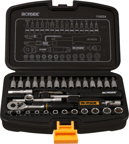 Dopsleutel-/Bitset Ironside - 36-DELIG 1/4''  -  45T RATEL Dopsleutel-/Bitset Ironside - 36-DELIG 1/4''  -  45T RATEL