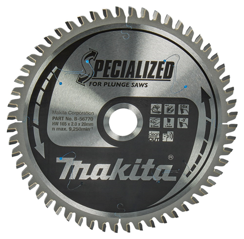 Cirkelzaagblad Hm Makita - 165X2.0X20MM 56T TCG NEGATIEF Cirkelzaagblad Hm Makita - 165X2.0X20MM 56T TCG NEGATIEF