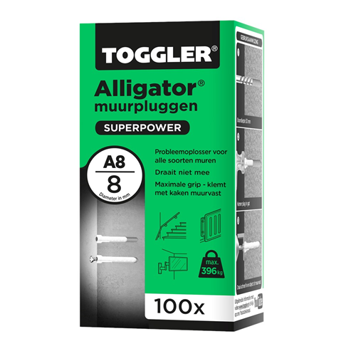 Plug Alligator Zonder Flens Toggler - A8  Ø8MM Plug Alligator Zonder Flens Toggler - A8  Ø8MM