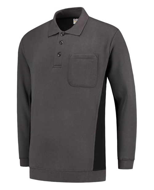 Polosweater Bicolor Borstzak Tricorp - 302001 DONKERGRIJS/ZWART L Polosweater Bicolor Borstzak Tricorp - 302001 DONKERGRIJS/ZWART L