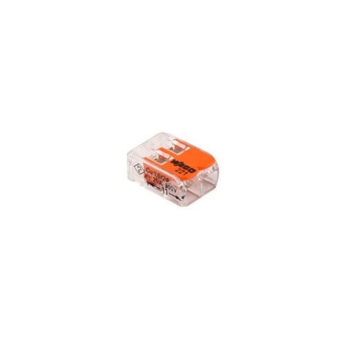 Lasklem 2-Voudig Transparant/Oranje Wago - 221-412  0.2-4MM2 Lasklem 2-Voudig Transparant/Oranje Wago - 221-412  0.2-4MM2