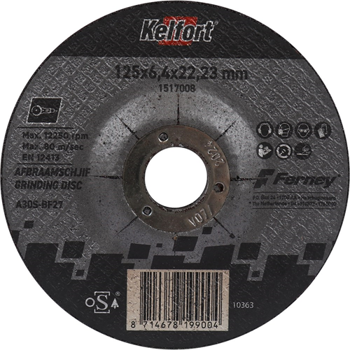 Afbraamschijf Staal/Rvs Kelfort - A30S-BF27 125X6.4X22.23MM Afbraamschijf Staal/Rvs Kelfort - A30S-BF27 125X6.4X22.23MM