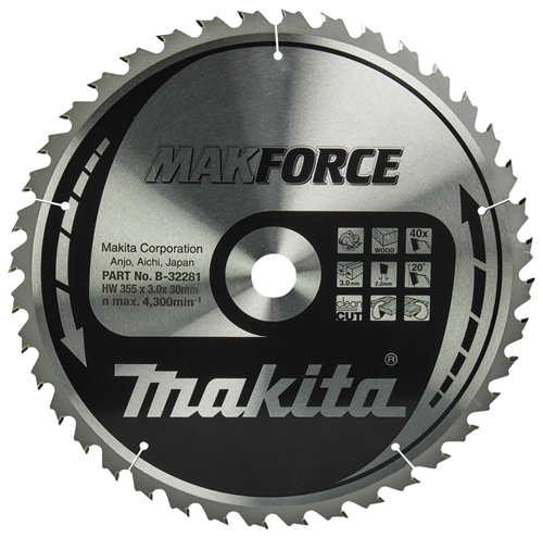 Cirkelzaagblad Hm Makita - 355X3X30MM 40T ATB Cirkelzaagblad Hm Makita - 355X3X30MM 40T ATB