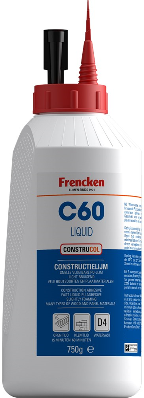 Constructielijm Watervast Frencken - D4 C60 SNEL 750G Constructielijm Watervast Frencken - D4 C60 SNEL 750G