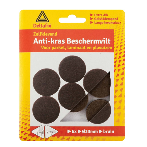 Anti-Krasvilt Deltafix - Ø33MM BRUIN SET à 6 STUKS Anti-Krasvilt Deltafix - Ø33MM BRUIN SET à 6 STUKS