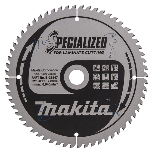 Cirkelzaagblad Hm Makita - 190X2.0X0MM 60T TCG Cirkelzaagblad Hm Makita - 190X2.0X0MM 60T TCG