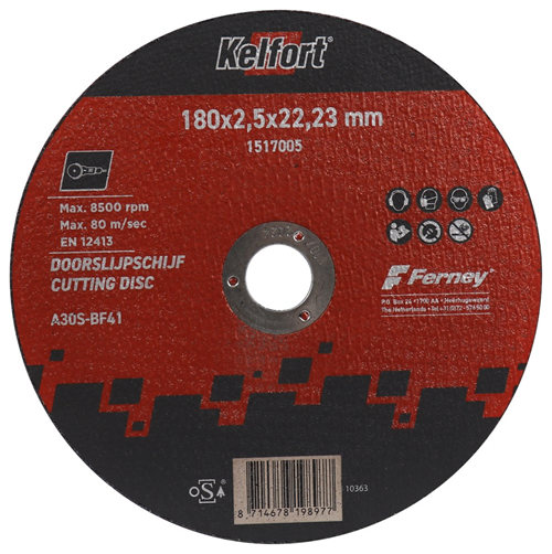 Doorslijpschijf Staal/Rvs Kelfort - A30S-BF41 180X2.5X22.23MM Doorslijpschijf Staal/Rvs Kelfort - A30S-BF41 180X2.5X22.23MM