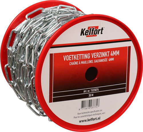 Voetketting Verzinkt Kelfort -  4MM 30M Voetketting Verzinkt Kelfort -  4MM 30M