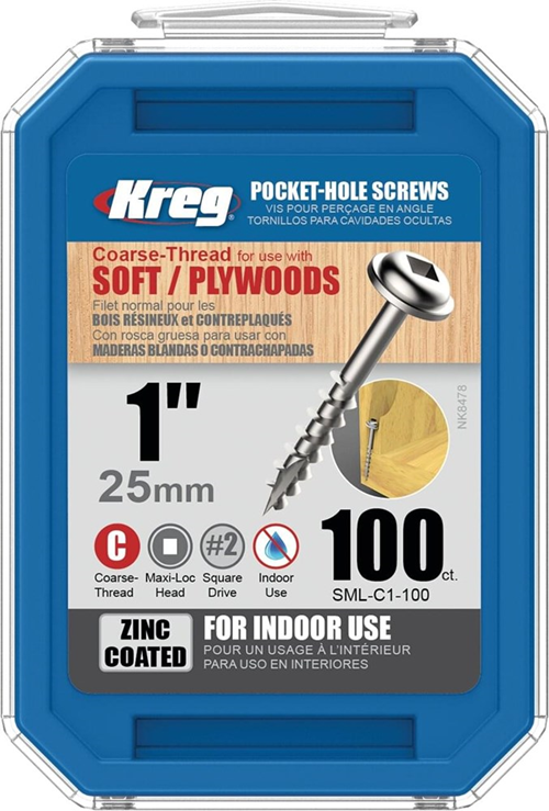 Pockethole Schroef Verzinkt Kreg - 25MM MAXI-LOC SQDR2 Pockethole Schroef Verzinkt Kreg - 25MM MAXI-LOC SQDR2