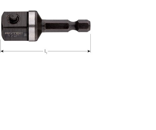 Adapter Vierkant Rotec - 50MM 1/2'' E6.3 4-knt Adapter Vierkant Rotec - 50MM 1/2'' E6.3 4-knt