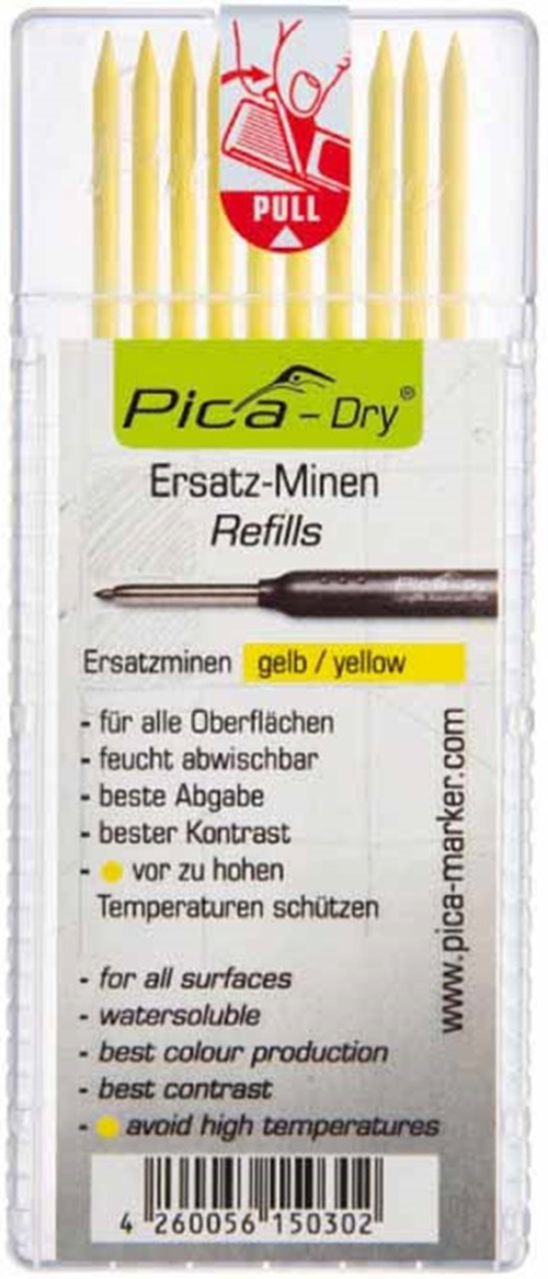 Navulling Diepgatpen Potlood Pica - 4032 10X GEEL Navulling Diepgatpen Potlood Pica - 4032 10X GEEL