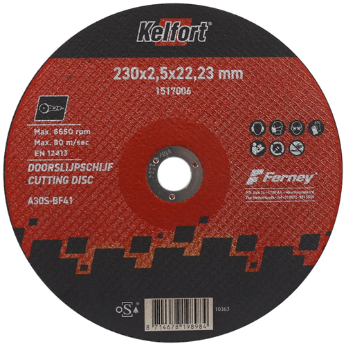 Doorslijpschijf Staal/Rvs Kelfort - A30S-BF41 230X2.5X22.23MM Doorslijpschijf Staal/Rvs Kelfort - A30S-BF41 230X2.5X22.23MM