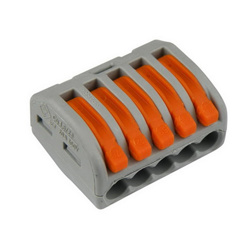 Lasklem 5-Voudig Grijs/Oranje Wago - 222-415  0.2-4MM2 Lasklem 5-Voudig Grijs/Oranje Wago - 222-415  0.2-4MM2