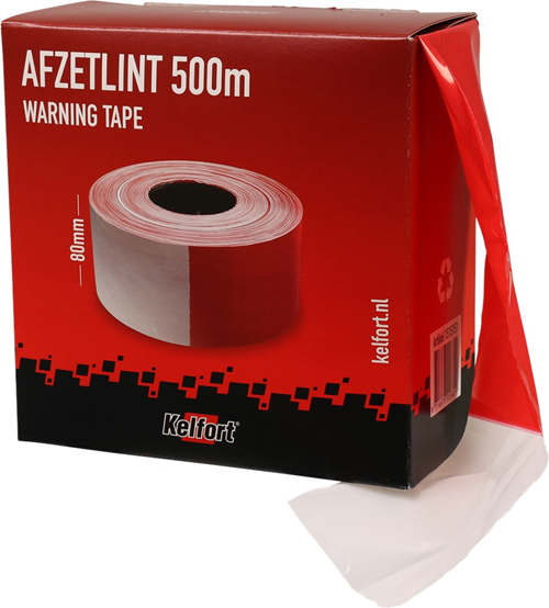 Afzetlint Rood/Wit Kelfort - 80MM X500M Afzetlint Rood/Wit Kelfort - 80MM X500M