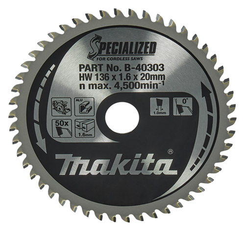 Cirkelzaagblad Hm Makita - 136X1.6X20MM 50T ATB Cirkelzaagblad Hm Makita - 136X1.6X20MM 50T ATB