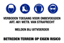 bouwbord symbolen+tekst wit/blauw/zwart bouwbord symbolen+tekst wit/blauw/zwart