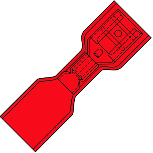 Kabelschoen Vlakstekerhuls Waterd. Rood - 6.3X0.8MM  0.5-1.5MM2 Kabelschoen Vlakstekerhuls Waterd. Rood - 6.3X0.8MM  0.5-1.5MM2