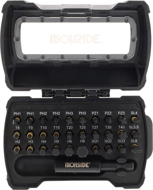 Schroefbitset Ironside - IMPACT 31-DELIG SL/PH/PZ/TX/HEX/SQ Schroefbitset Ironside - IMPACT 31-DELIG SL/PH/PZ/TX/HEX/SQ