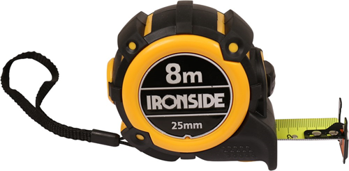Rolbandmaat Rubber Abs Ironside -  8M 25MM / ZELFVERGRENDELING Rolbandmaat Rubber Abs Ironside -  8M 25MM / ZELFVERGRENDELING