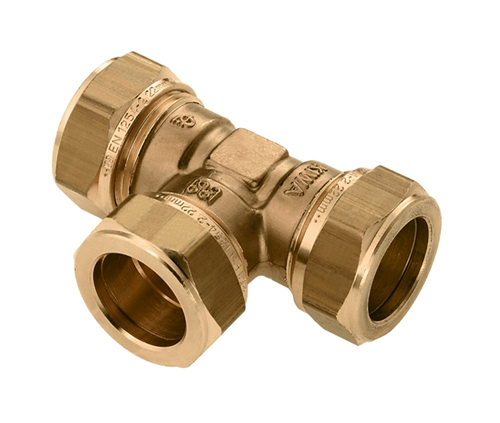 Knel T-Stuk Messing - 12X12X12MM Knel T-Stuk Messing - 12X12X12MM