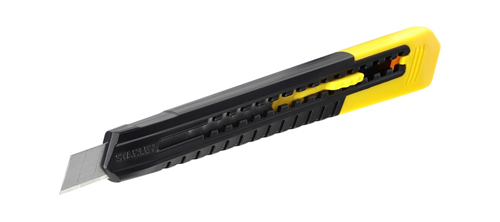 Afbreekmes Stanley - SM  9MM 130MM ZWART/GEEL Afbreekmes Stanley - SM  9MM 130MM ZWART/GEEL