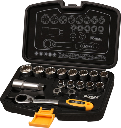 Doorsteekdoppenset Ironside - 17-DELIG 1/4'' + 3/8'' Doorsteekdoppenset Ironside - 17-DELIG 1/4'' + 3/8''