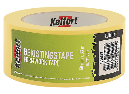 Bekistingstape Kelfort - HEAVY DUTY  50MM 33M GEEL Bekistingstape Kelfort - HEAVY DUTY  50MM 33M GEEL