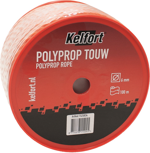 Koord Gevlochten Polypropyleen Kelfort -  6MM 220M ORANJE Koord Gevlochten Polypropyleen Kelfort -  6MM 220M ORANJE