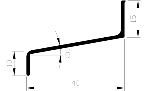 Waterslagprofiel Aluminium Brute -  40MM 10° 5M Waterslagprofiel Aluminium Brute -  40MM 10° 5M