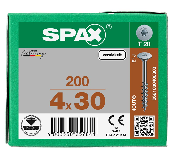 corpusschroef vernikkeld spax corpusschroef vernikkeld spax