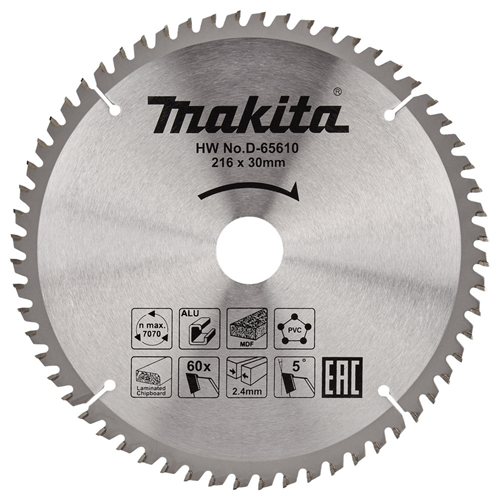 Cirkelzaagblad Hm Makita - 216X2.4X30MM 60T TCG Cirkelzaagblad Hm Makita - 216X2.4X30MM 60T TCG