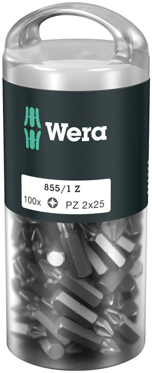 Schroefbits Pozidriv Wera - 855/1Z PZ2 25MM 1/4'' à 100 ST Schroefbits Pozidriv Wera - 855/1Z PZ2 25MM 1/4'' à 100 ST