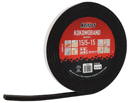 Kokomoband Universeel Zwart Kelfort - 15/5-15MM 1X4.5M KOMO Kokomoband Universeel Zwart Kelfort - 15/5-15MM 1X4.5M KOMO