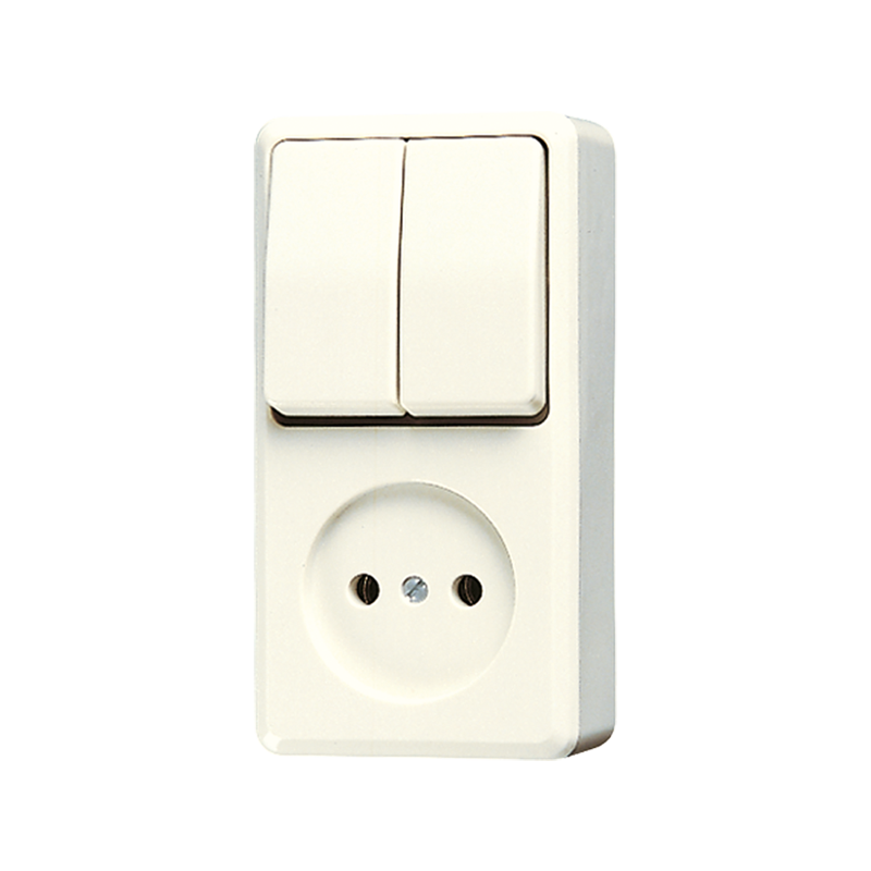 Contactdoos+Schakel Serie Opbouw Jung - AP600 CRÈME WIT