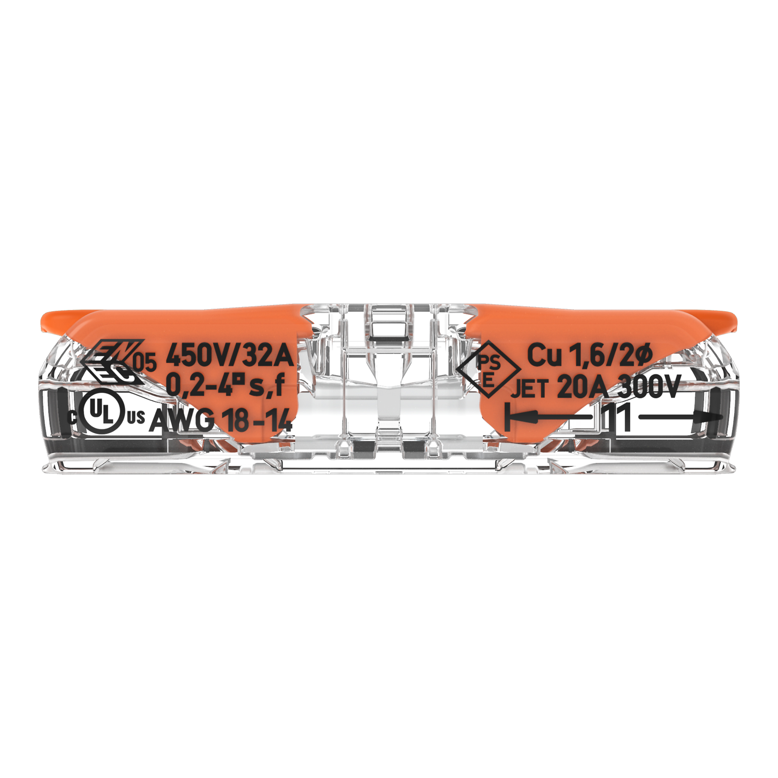 lasklem 2-voudig transparant/oranje wago-5