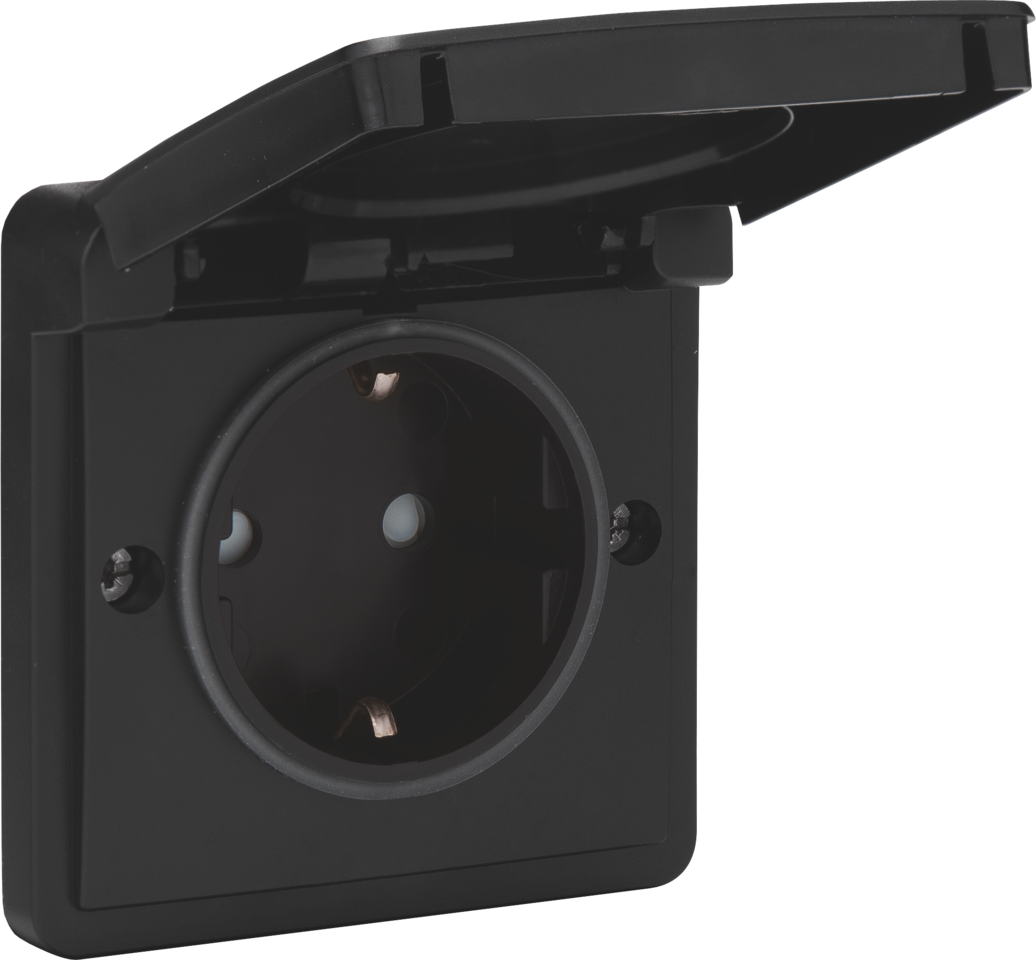 Wandcontactdoos Opbouw Enkel Niko Hydro - 761-36805 ZWART IP55