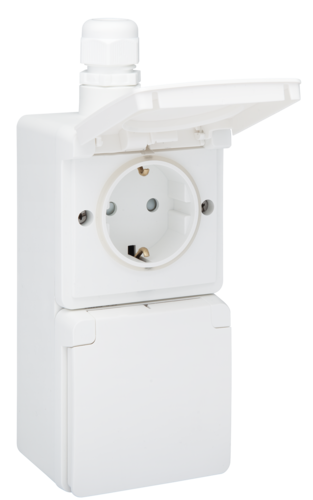 Wandcontactdoos Opbouw Dubbel Niko Hydro - 701-37842 HYDRO WIT IP55