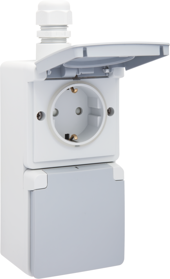 Wandcontactdoos Opbouw Dubbel Niko Hydro - 700-37842 HYDRO GRIJS IP55