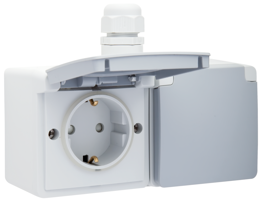 Wandcontactdoos Opbouw Dubbel Niko Hydro - 700-37848 HYDRO GRIJS IP55