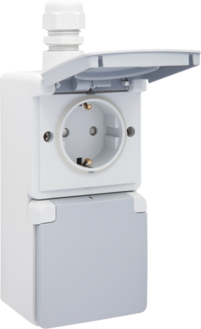 Wandcontactdoos Opbouw Dubbel Niko Hydro - 700-37842 HYDRO GRIJS IP55