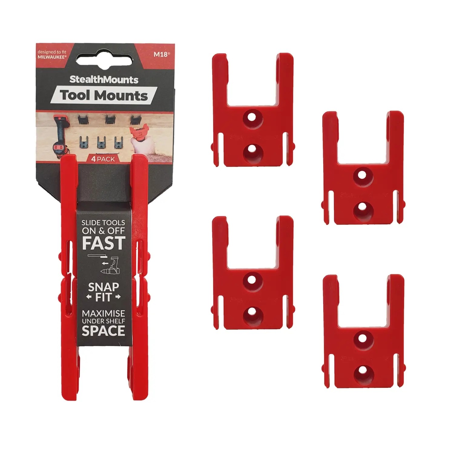 Machinehouder Stealthmounts - MILWAUKEE M18 SET à 4 STUKS