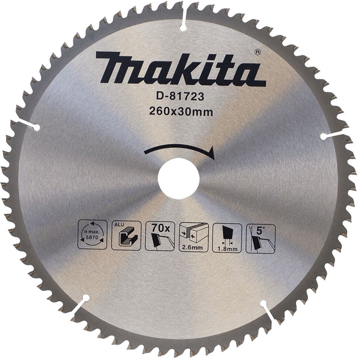 Cirkelzaagblad Hm Makita - 260X2.8X30MM 70T TCG