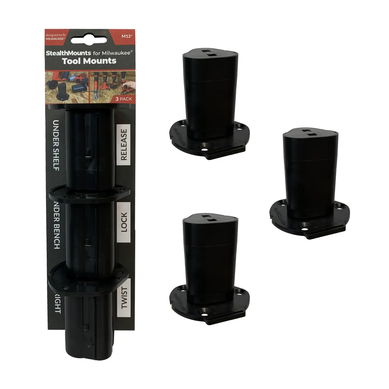 Machinehouder Stealthmounts - MILWAUKEE M12 SET à 3 STUKS