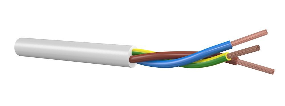 Mantelleiding Wit Pvc - H05VV-F 3X1.00MM2 10M
