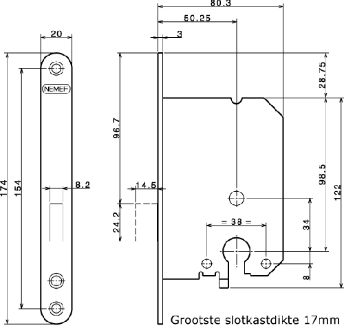 deurslot insteek kast pc nemef-3