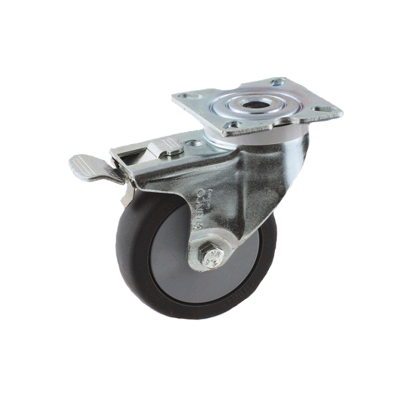 zwenkwiel grijs rubber met rem