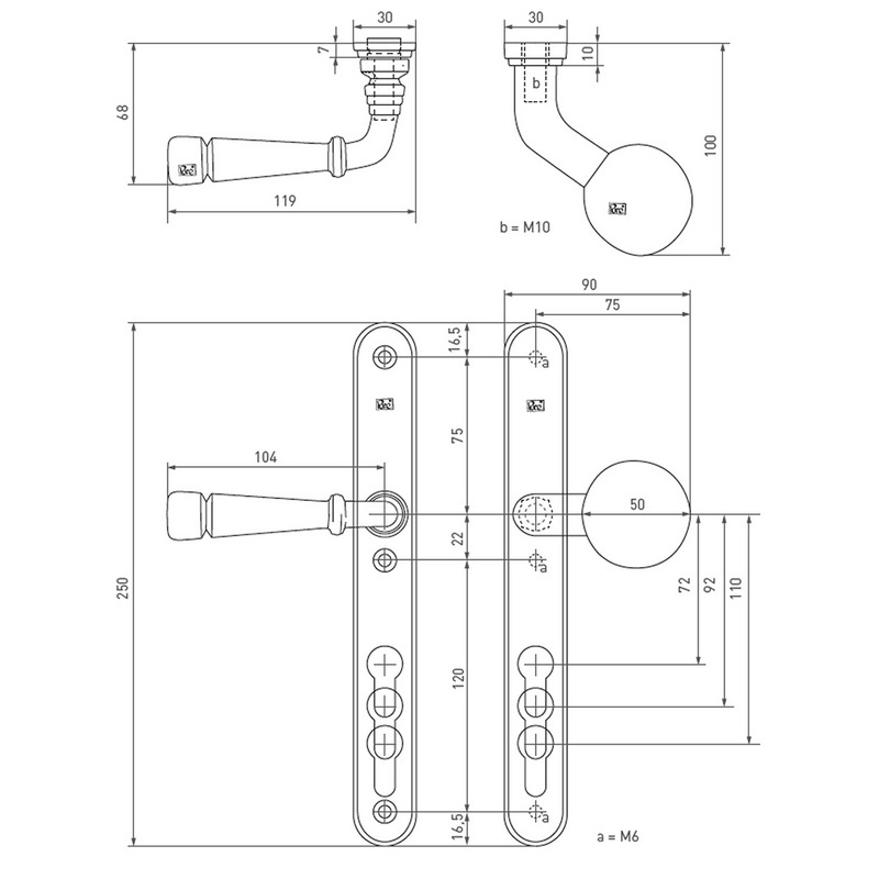 voordeursmalgarnituur ruw bronsgepolijst-3