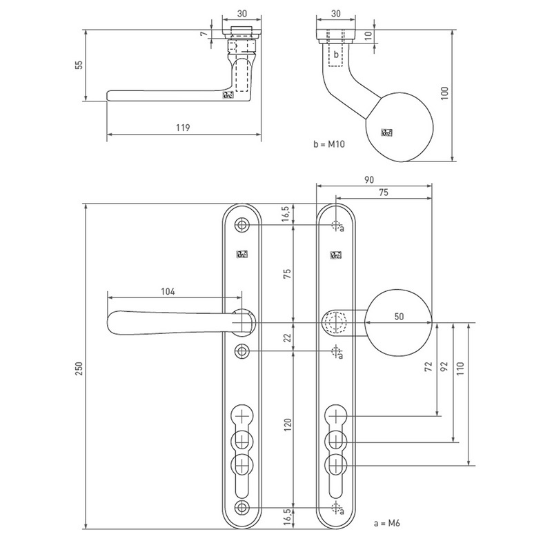 voordeursmalgarnituur mat wit brons-3