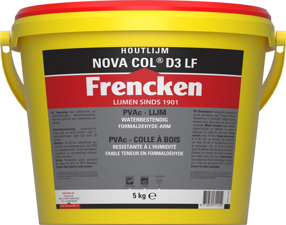 Houtlijm Waterbestendig Frencken - NOVA COL D3 LF 5KG