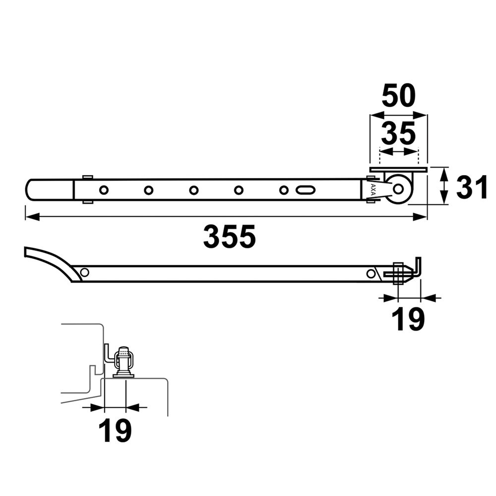 raamuitzetter rvs/zwart axa-5